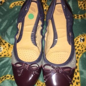 Nature Nurture navy/burgundy/grey suede flats 10m